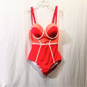 Torrid Pink Color Block Wired One Piece Swimsuit Size 0 C/D Adjustable READ